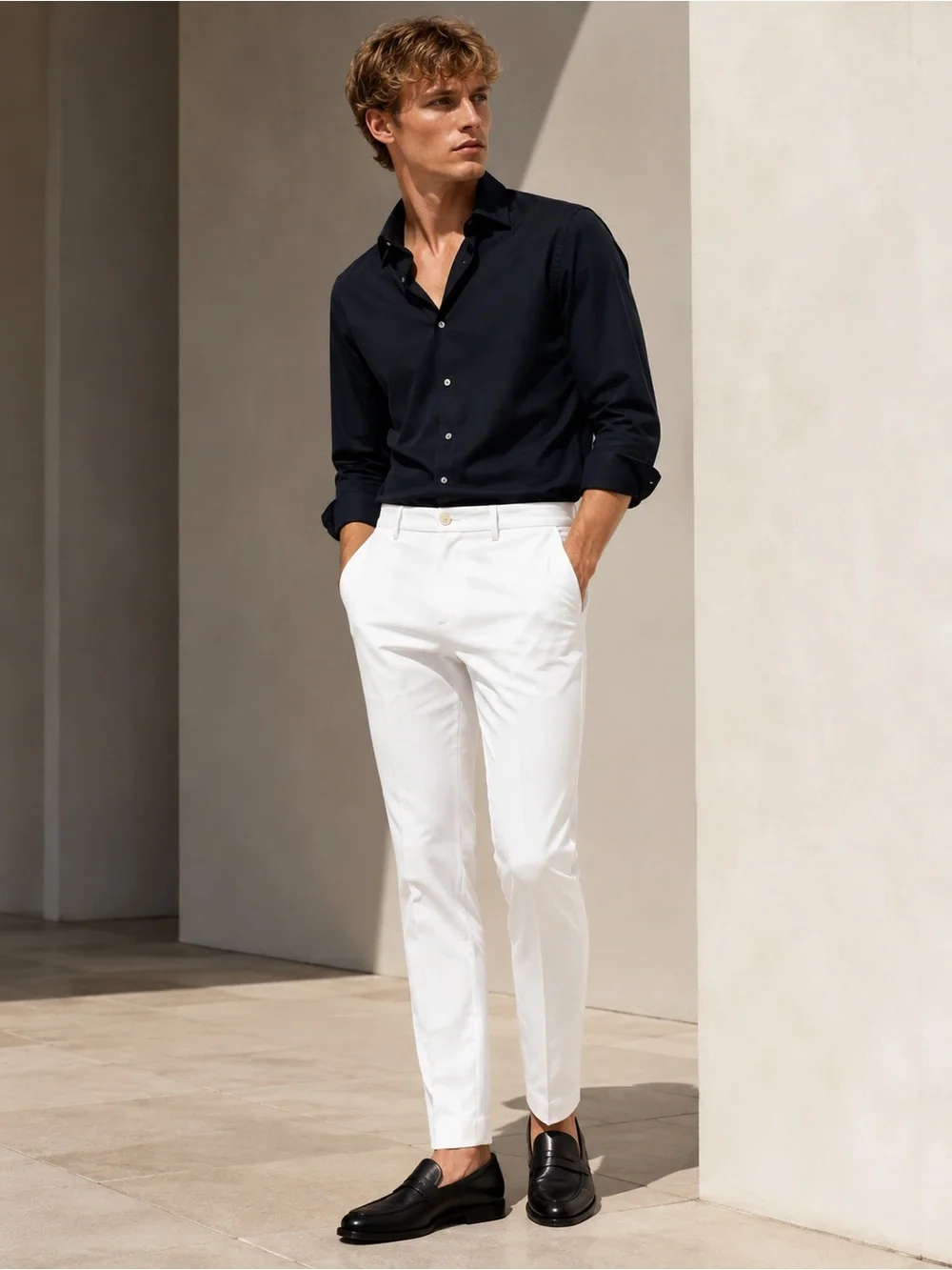 Zara Men’s Slim Fit White Trousers 🤍